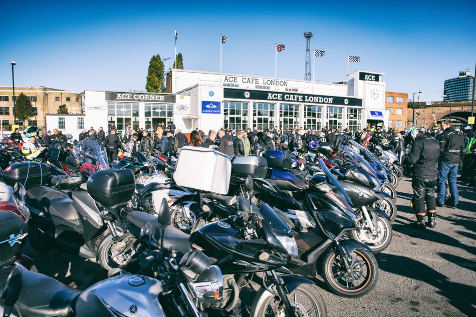 Start of the London Motorbike Protest on November 6, 2016 in front of the Ace Cafe.