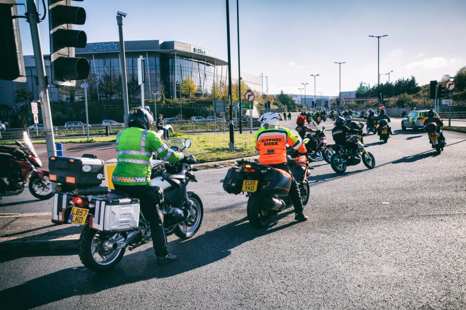 Start of the London Motorbike Protest on November 6, 2016 in front of the Ace Cafe.