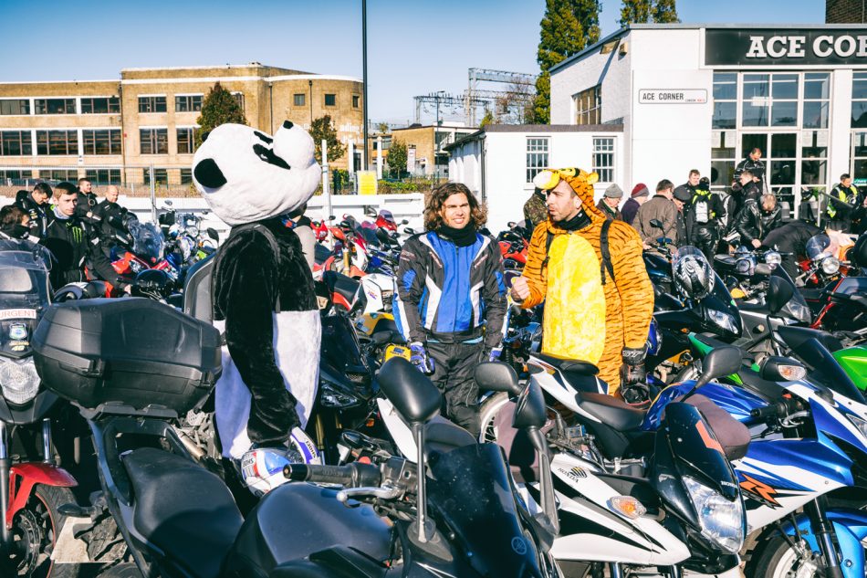 Start of the London Motorbike Protest on November 6, 2016 in front of the Ace Cafe.