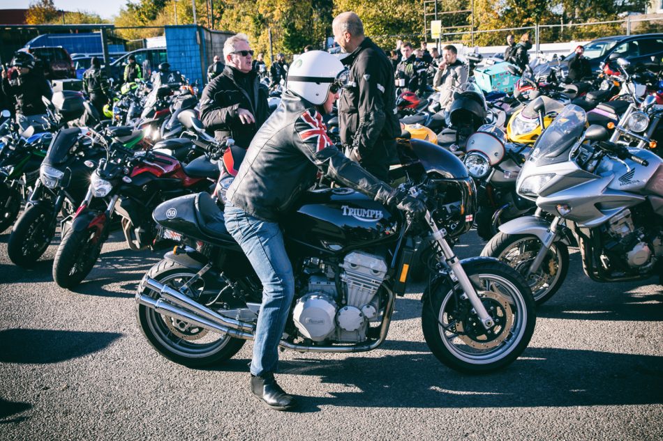 Start of the London Motorbike Protest on November 6, 2016 in front of the Ace Cafe.