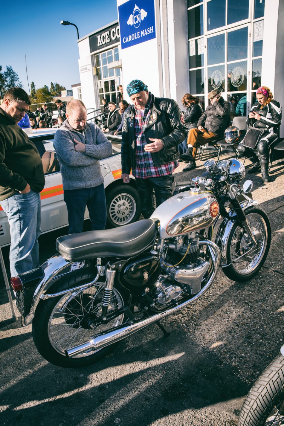 Start of the London Motorbike Protest on November 6, 2016 in front of the Ace Cafe.